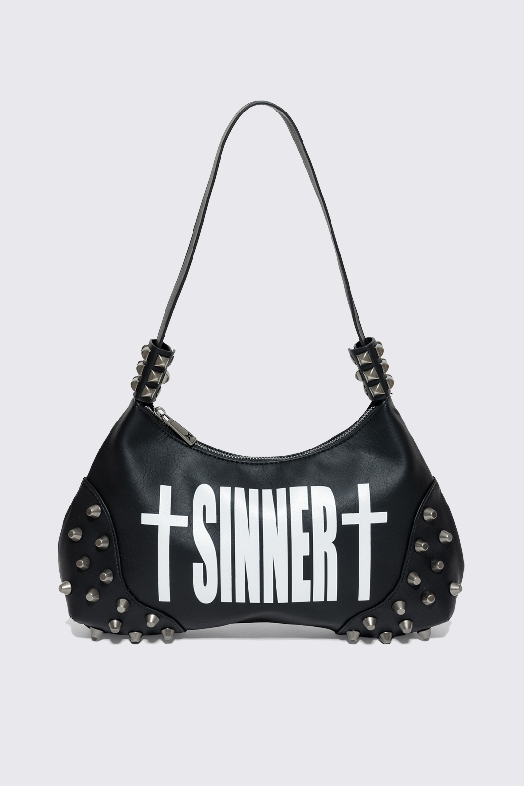Sinner Graphic Faux Leather Shoulder Bag | Minga London New