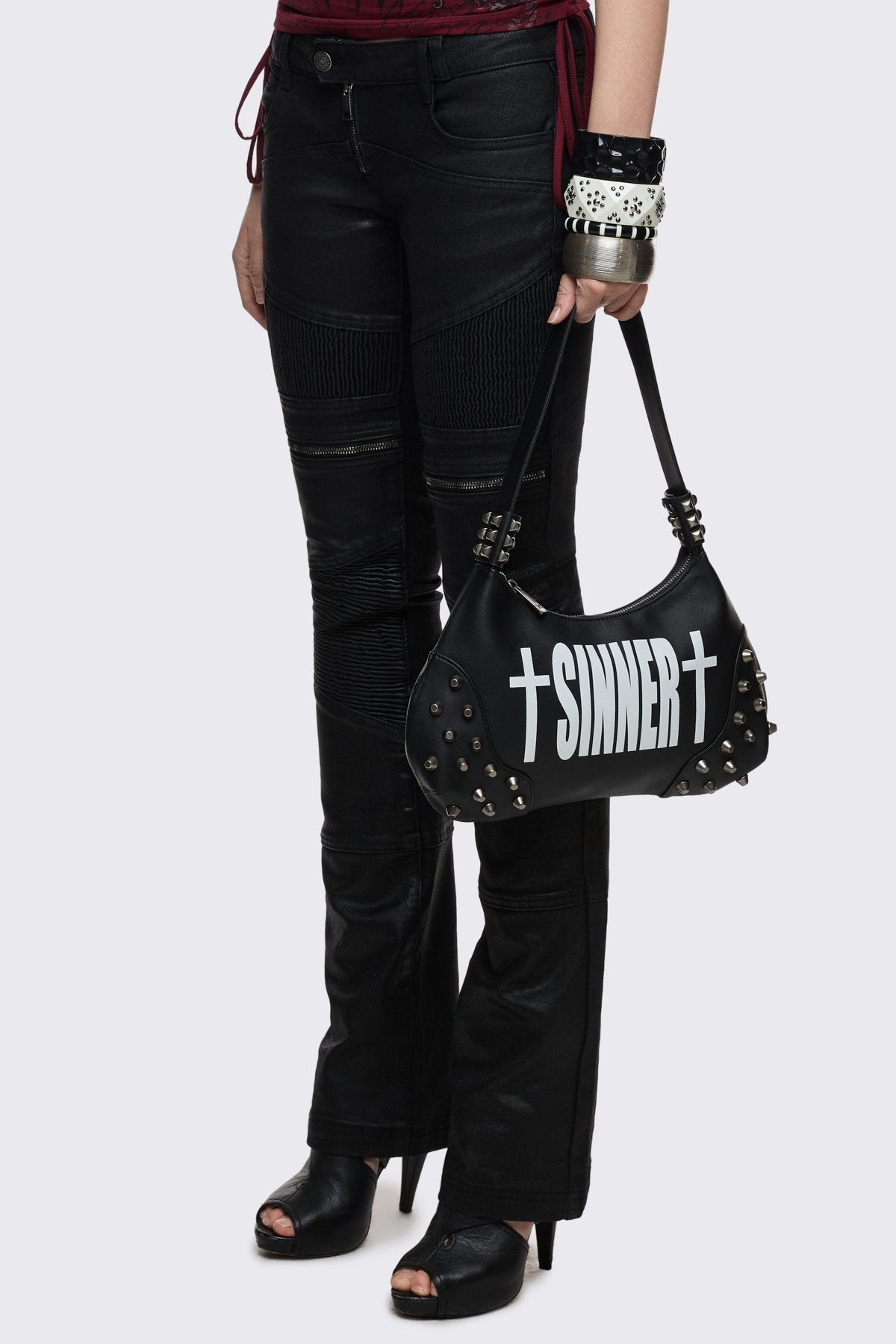 Sinner Graphic Faux Leather Shoulder Bag | Minga London New
