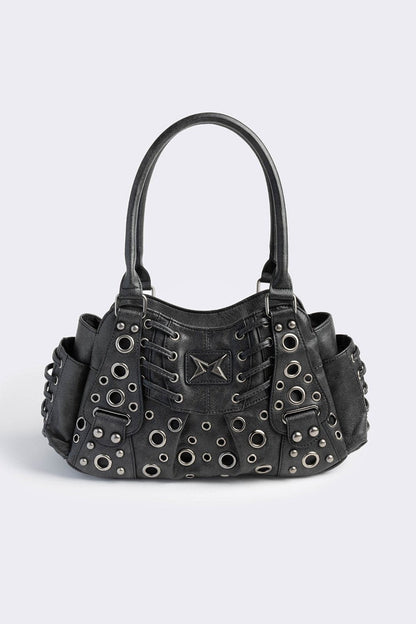 Rivet Faux Leather Shoulder Bag | Minga London Latest