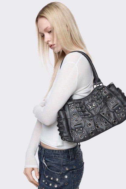 Rivet Faux Leather Shoulder Bag | Minga London Latest