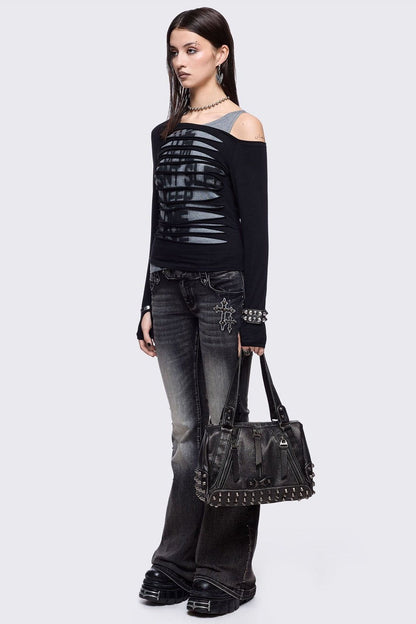 Xena Studded Faux Leather Shoulder Bag | Minga London Classic