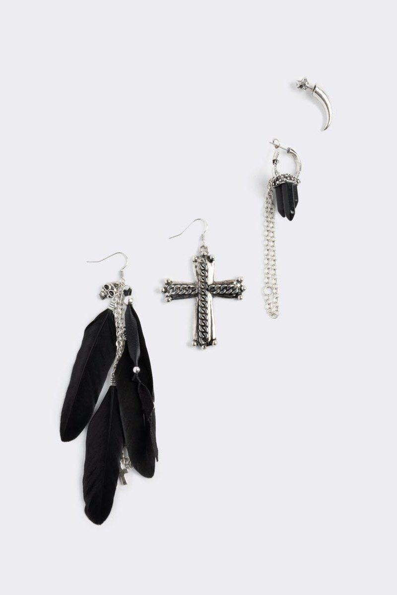 Dark Feathers Earring Set | Minga London Essential