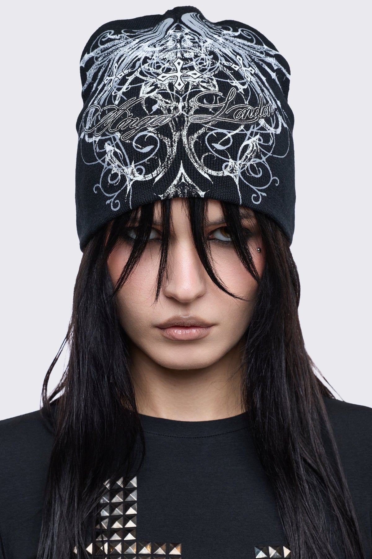 Chrome Angel Black Beanie | Minga London Premium