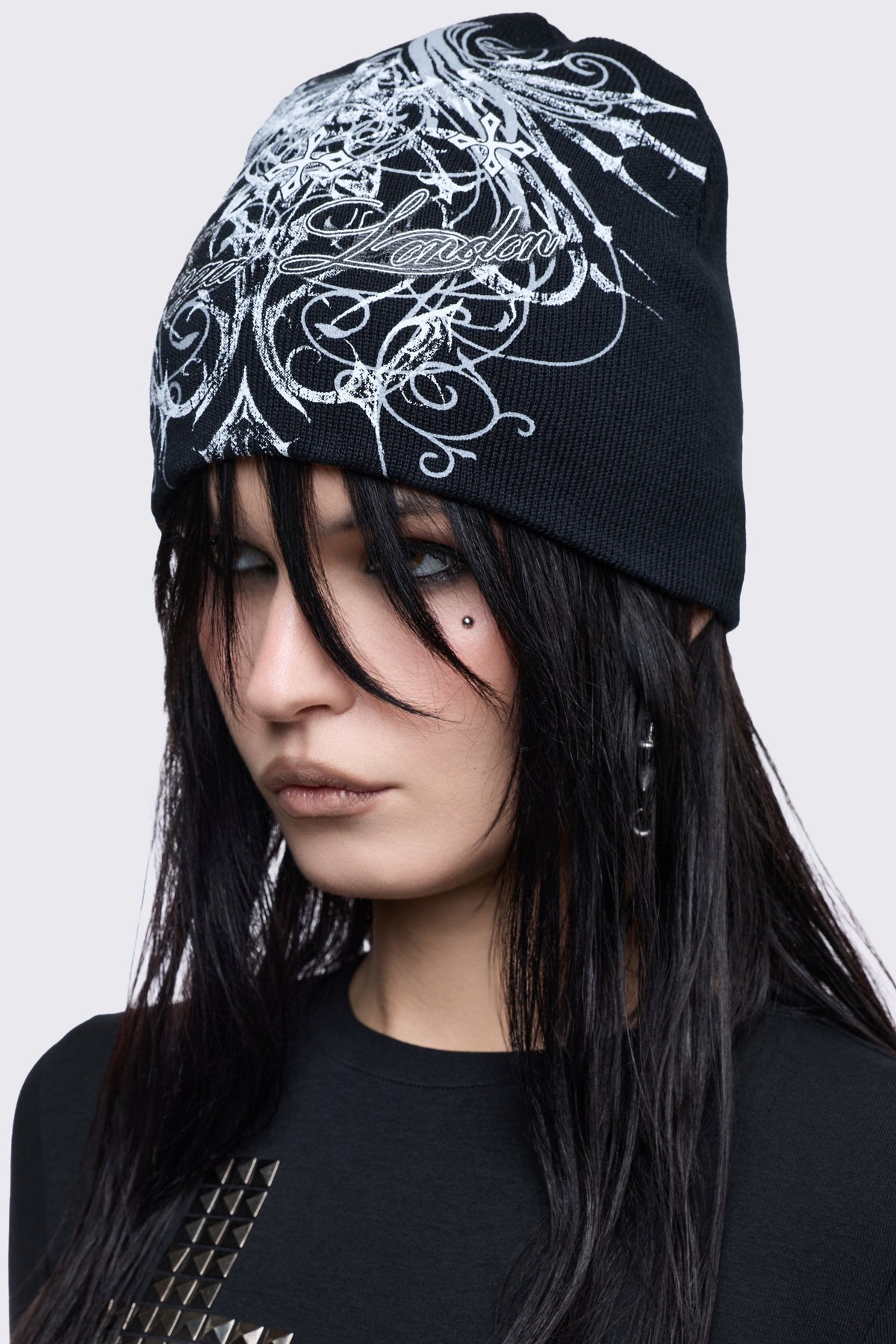 Chrome Angel Black Beanie | Minga London Premium
