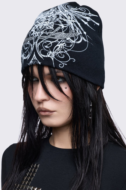 Chrome Angel Black Beanie | Minga London Premium