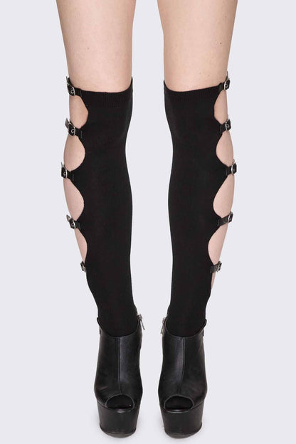 Shutdown Knee Buckle Straps High Socks | Minga London Best Seller