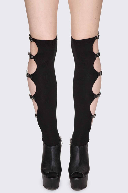 Shutdown Knee Buckle Straps High Socks | Minga London Best Seller