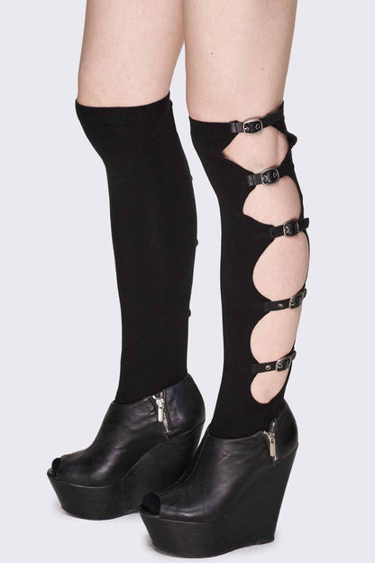 Shutdown Knee Buckle Straps High Socks | Minga London Best Seller