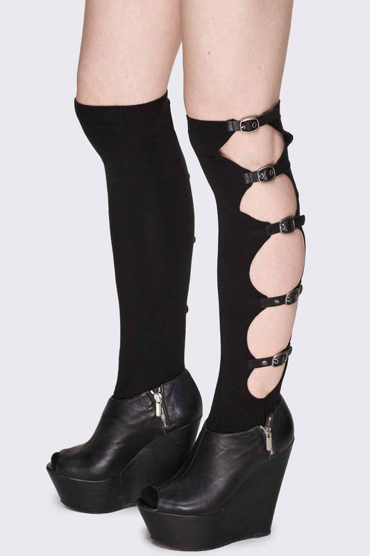 Shutdown Knee Buckle Straps High Socks | Minga London Best Seller