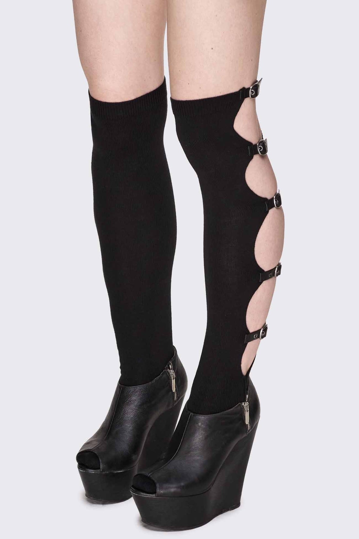 Shutdown Knee Buckle Straps High Socks | Minga London Best Seller