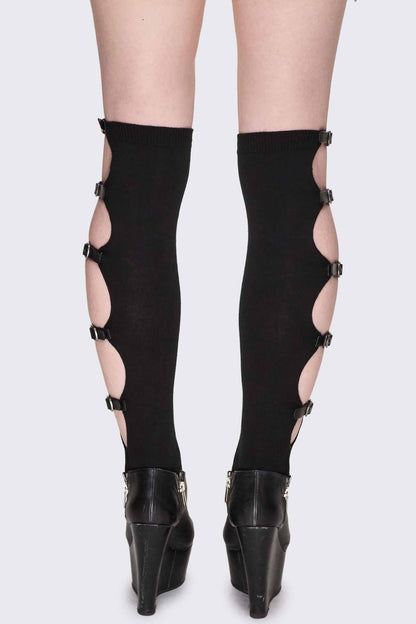 Shutdown Knee Buckle Straps High Socks | Minga London Best Seller