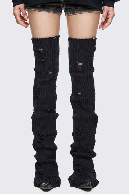 Torn Black Leg Warmers | Minga London Hot Sale