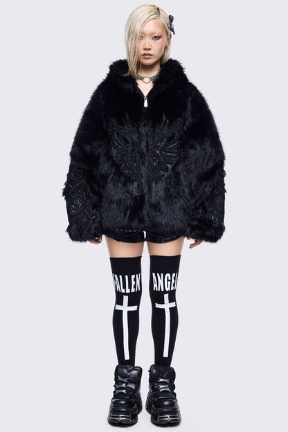 Fallen Angel Black Thigh Highs | Minga London Signature