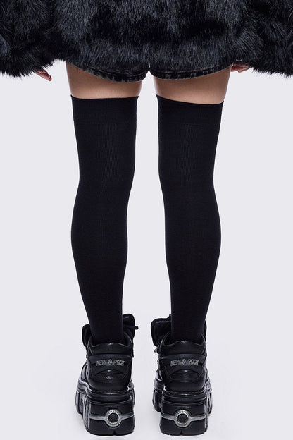 Fallen Angel Black Thigh Highs | Minga London Signature