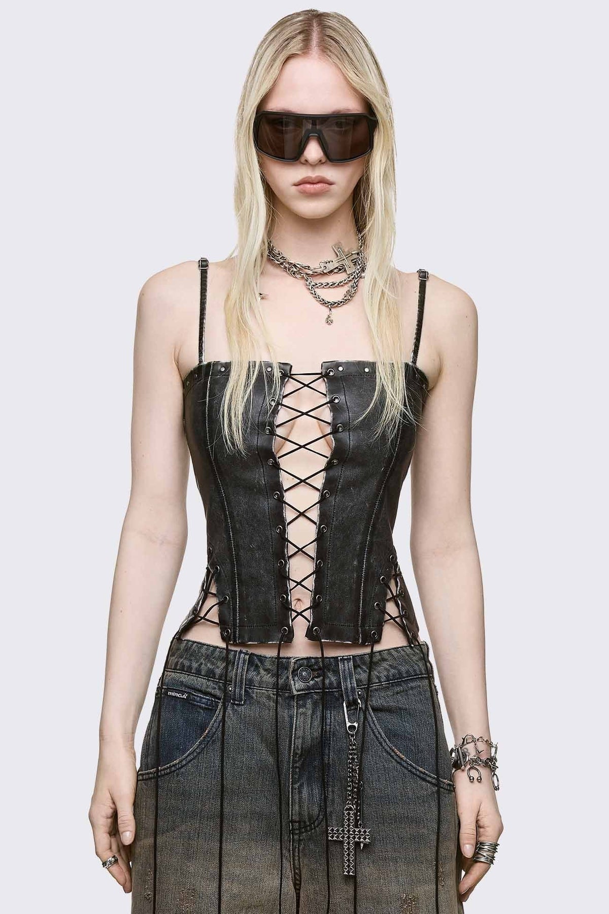 Jessie Faux Leather Corset Top | Minga London Great Value