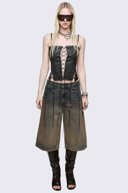 Jessie Faux Leather Corset Top | Minga London Great Value