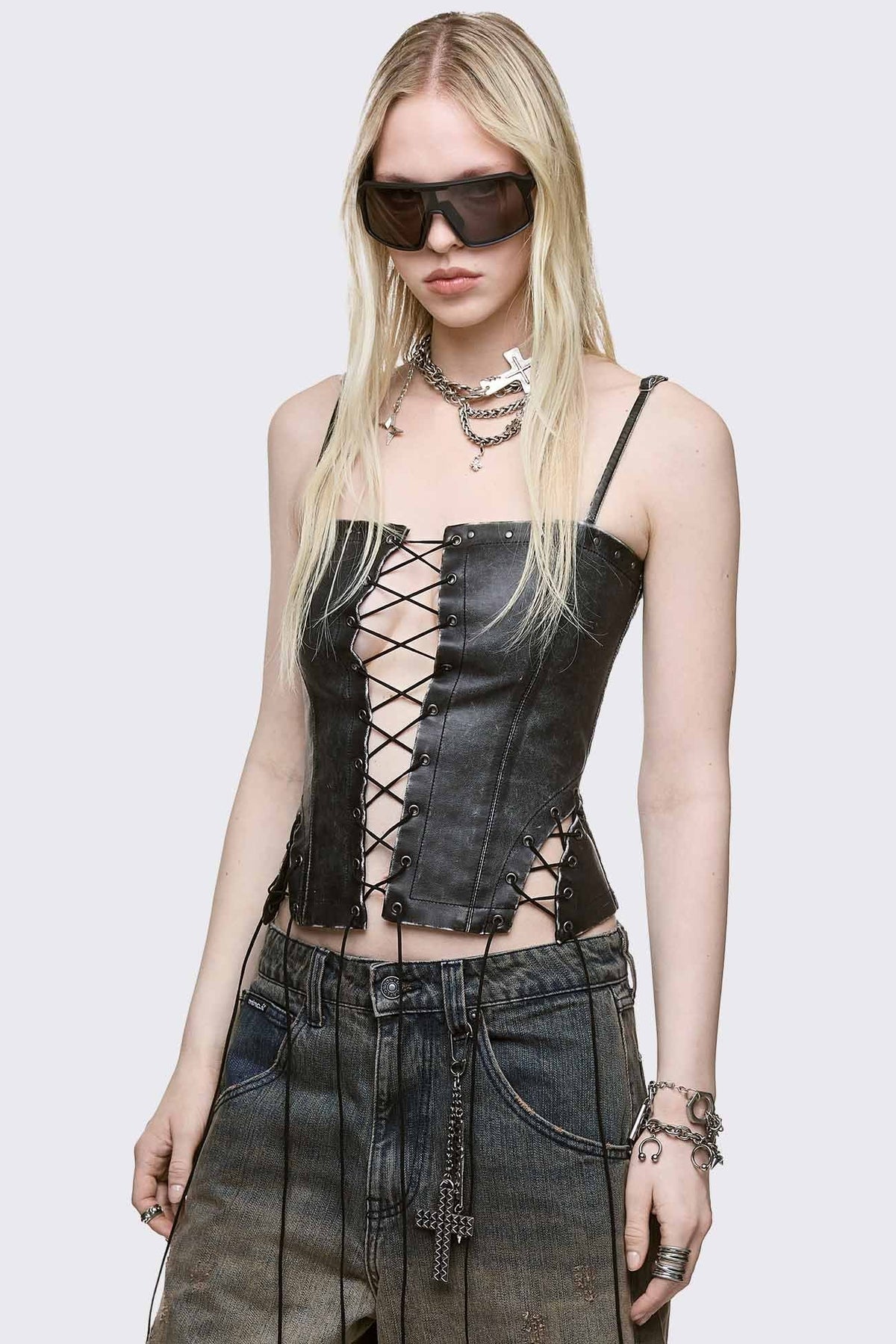 Jessie Faux Leather Corset Top | Minga London Great Value