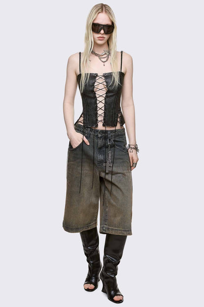 Jessie Faux Leather Corset Top | Minga London Great Value