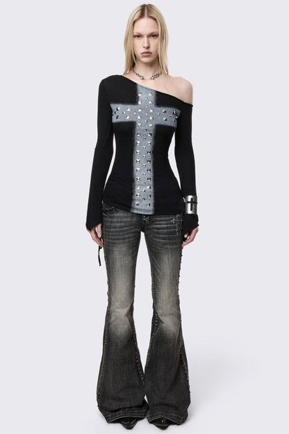 Samantha Black Off-Shoulder Top | Minga London Hot Sale