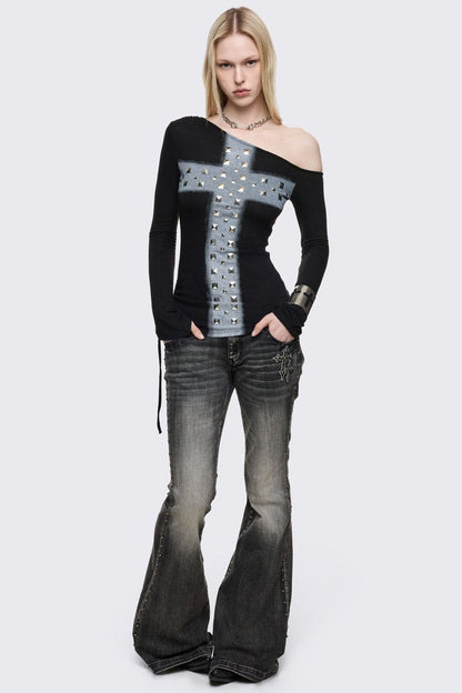 Samantha Black Off-Shoulder Top | Minga London Hot Sale