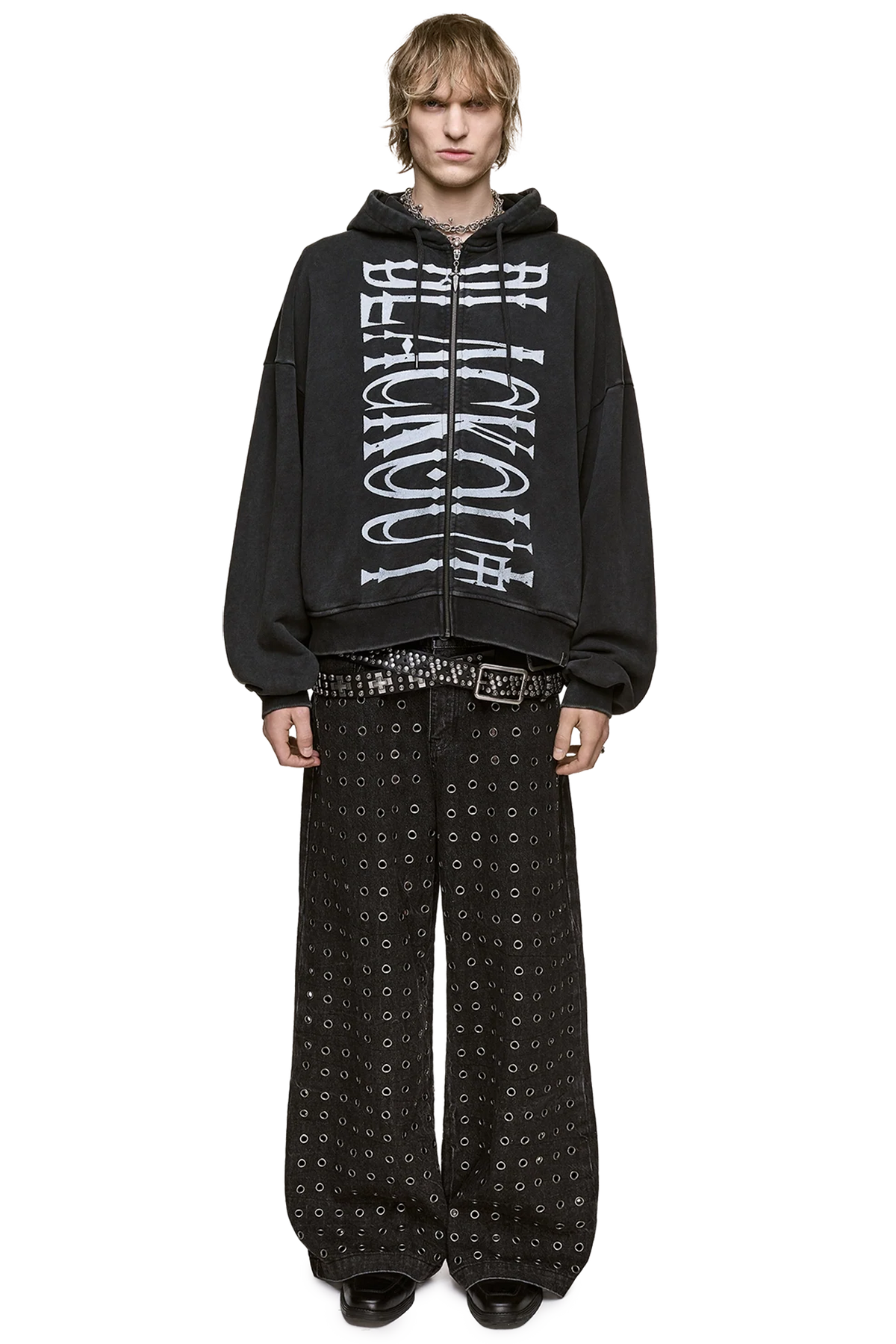 Blackout Washed Zip Up Hoodie | Minga London Latest