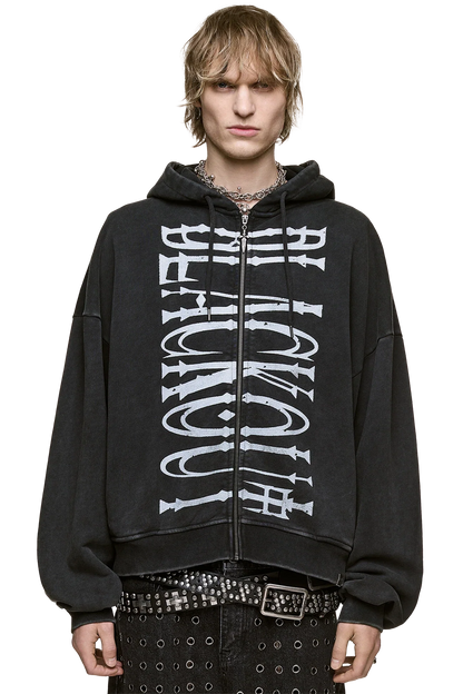 Blackout Washed Zip Up Hoodie | Minga London Latest