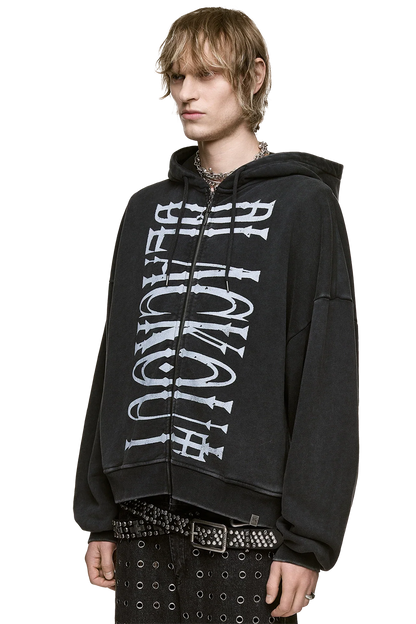 Blackout Washed Zip Up Hoodie | Minga London Latest