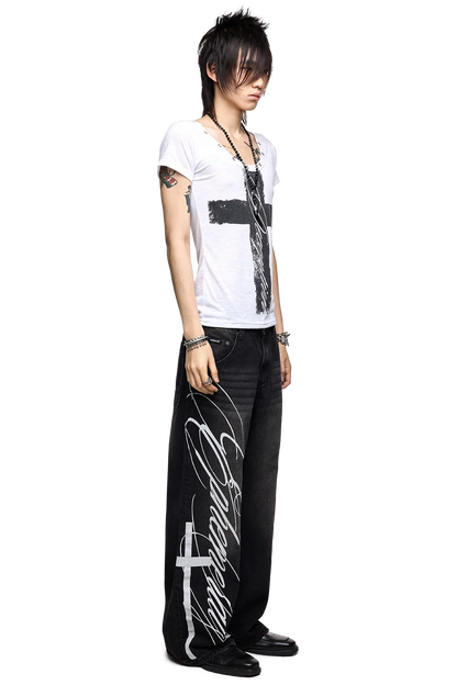 Ephemeral Graphic Baggy Jeans | Minga London Great Value