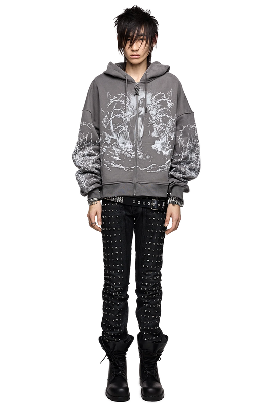 Ascension Grey Zip Up Hoodie | Minga London Great Value
