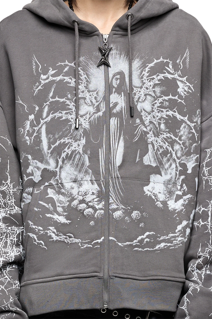 Ascension Grey Zip Up Hoodie | Minga London Great Value