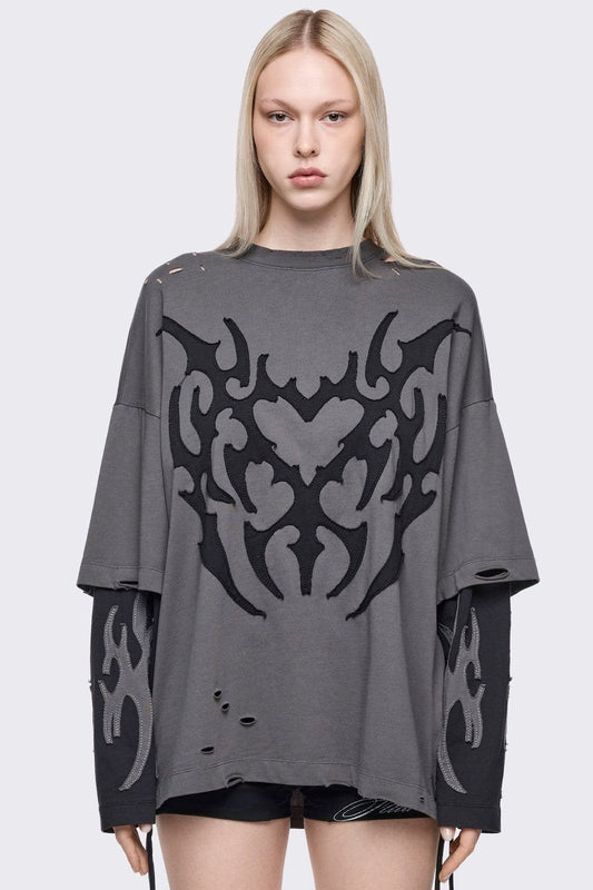 Luvx Grey Layered T-Shirt | Minga London Best Seller