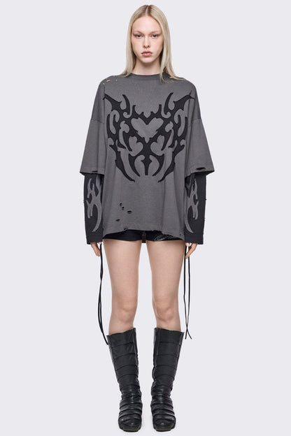 Luvx Grey Layered T-Shirt | Minga London Best Seller