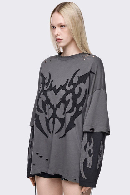 Luvx Grey Layered T-Shirt | Minga London Best Seller