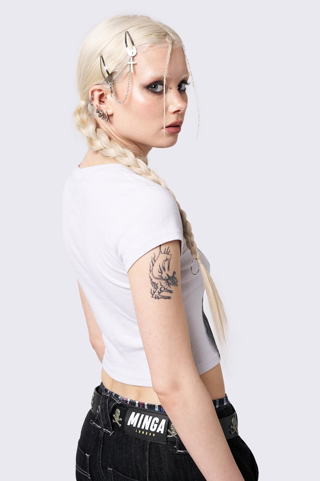 Pixel Kitty White Baby Tee | Minga London Recommended