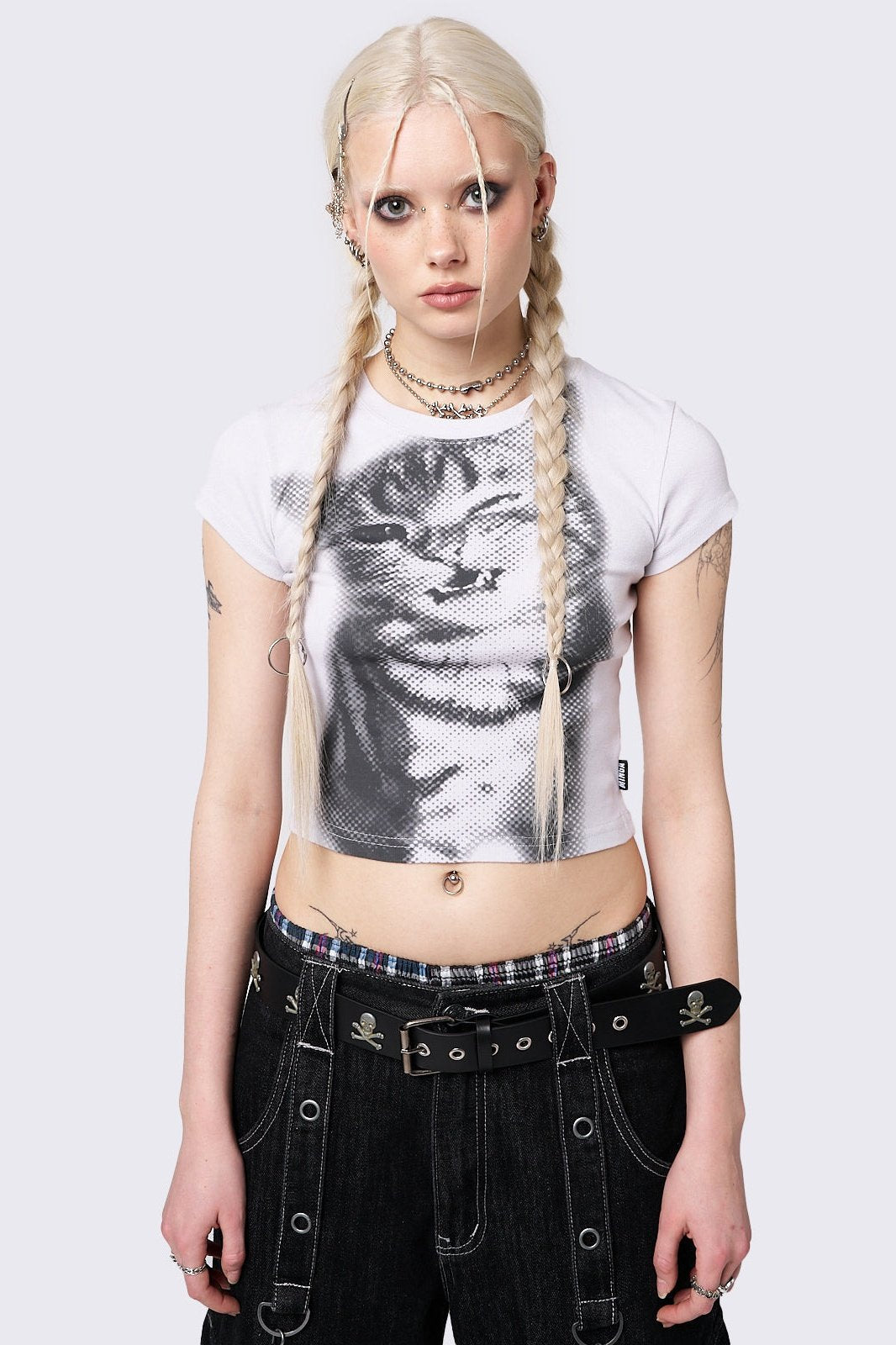 Pixel Kitty White Baby Tee | Minga London Recommended