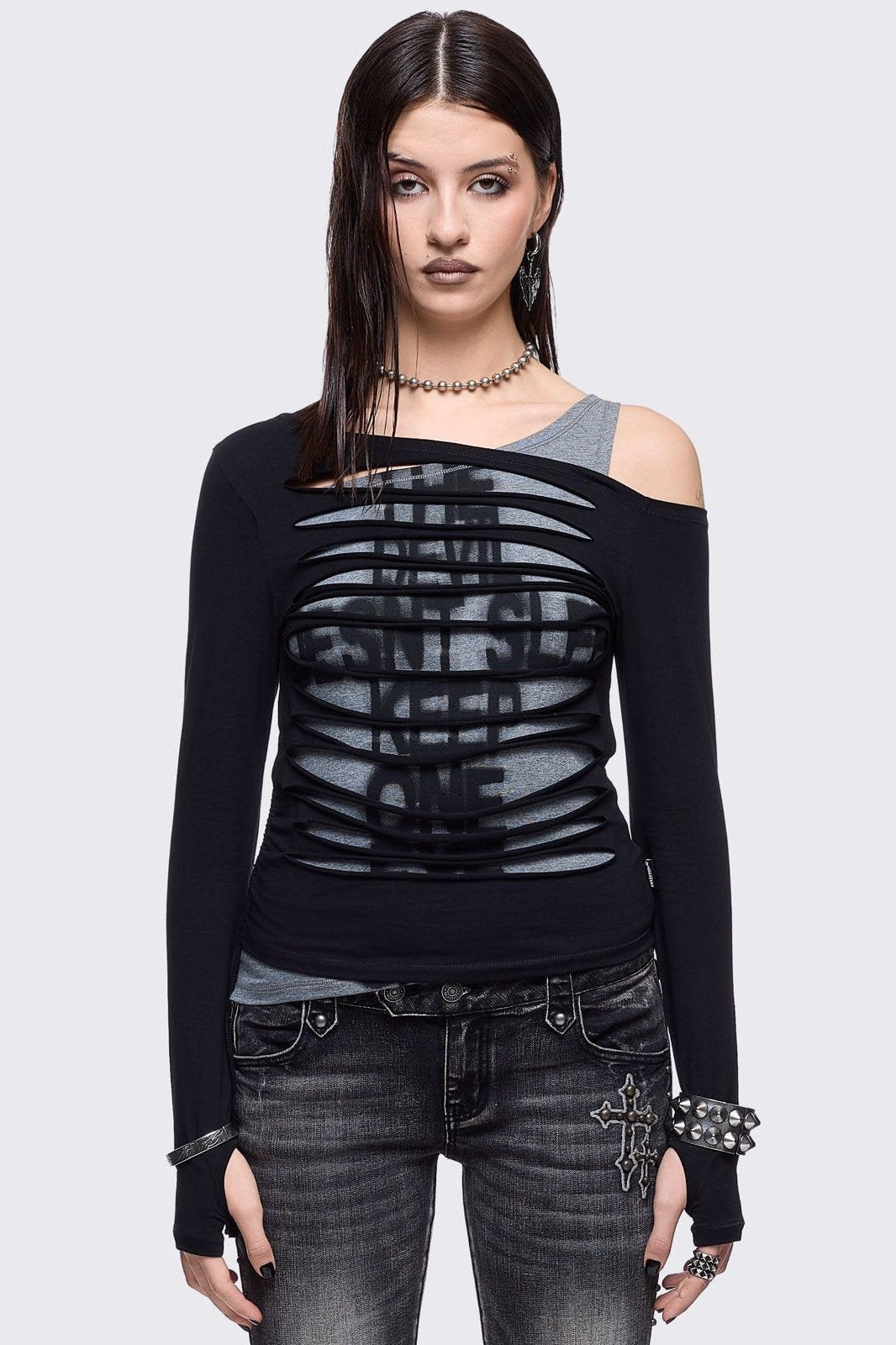One Eye Open Slashed Top | Minga London Classic