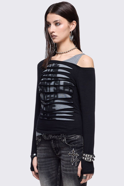 One Eye Open Slashed Top | Minga London Classic