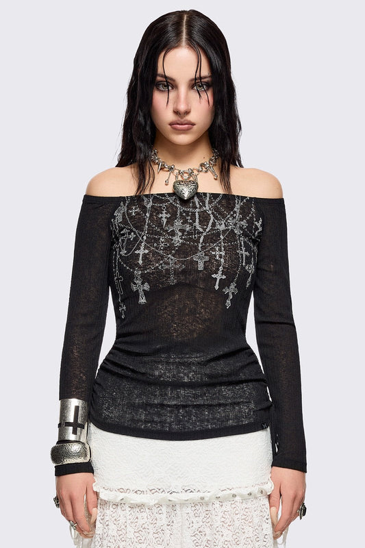 Rosary Off-Shoulder Top | Minga London Latest