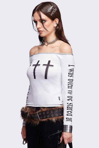 Look at Me White Off-Shoulder Top | Minga London Customer Favorite