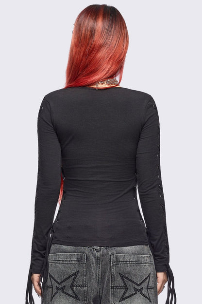 Khaela Black Lace-Up Top | Minga London Customer Favorite
