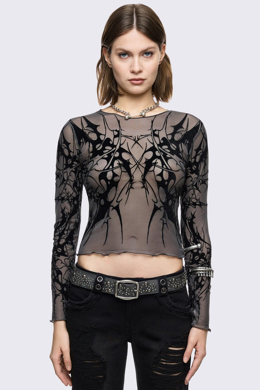 Cryptic Grey Mesh Top | Minga London Latest
