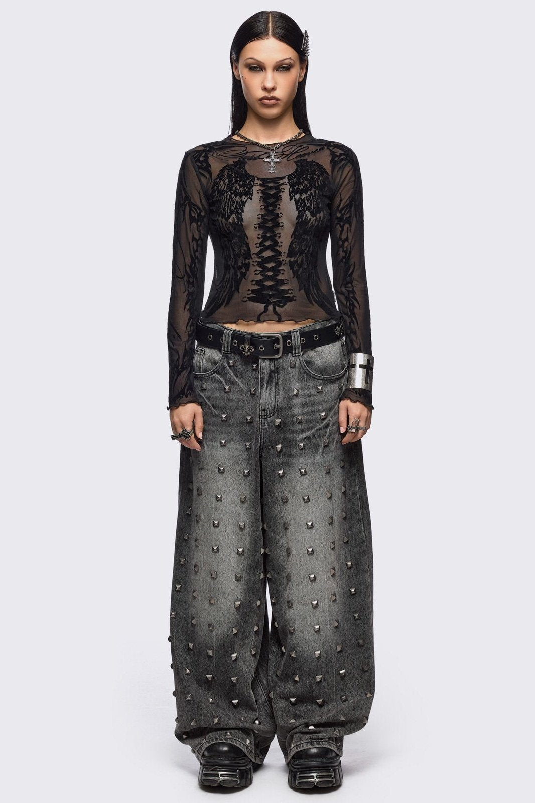 Wing It Black Mesh Top | Minga London Quality