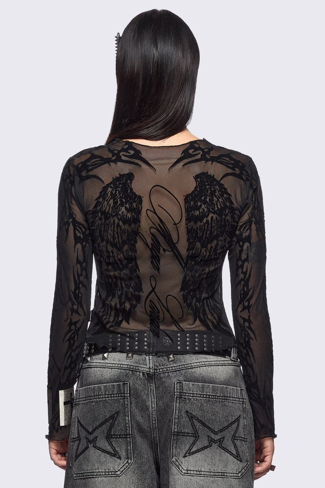 Wing It Black Mesh Top | Minga London Quality