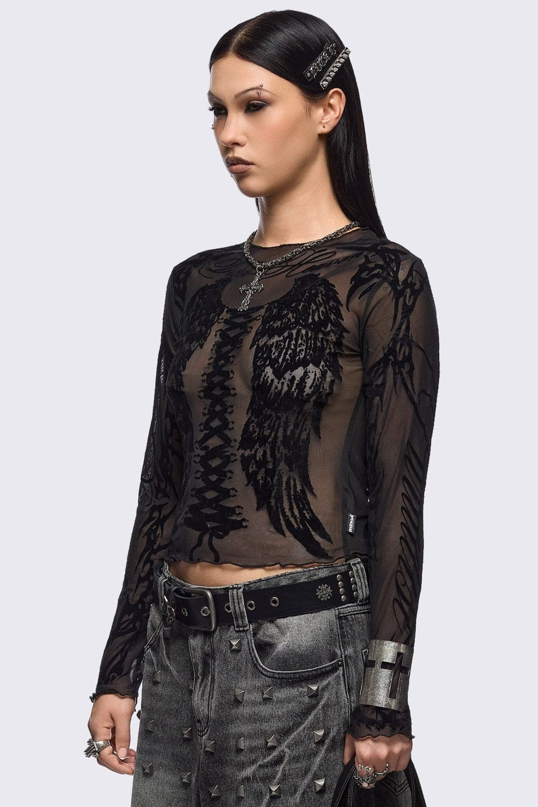 Wing It Black Mesh Top | Minga London Quality