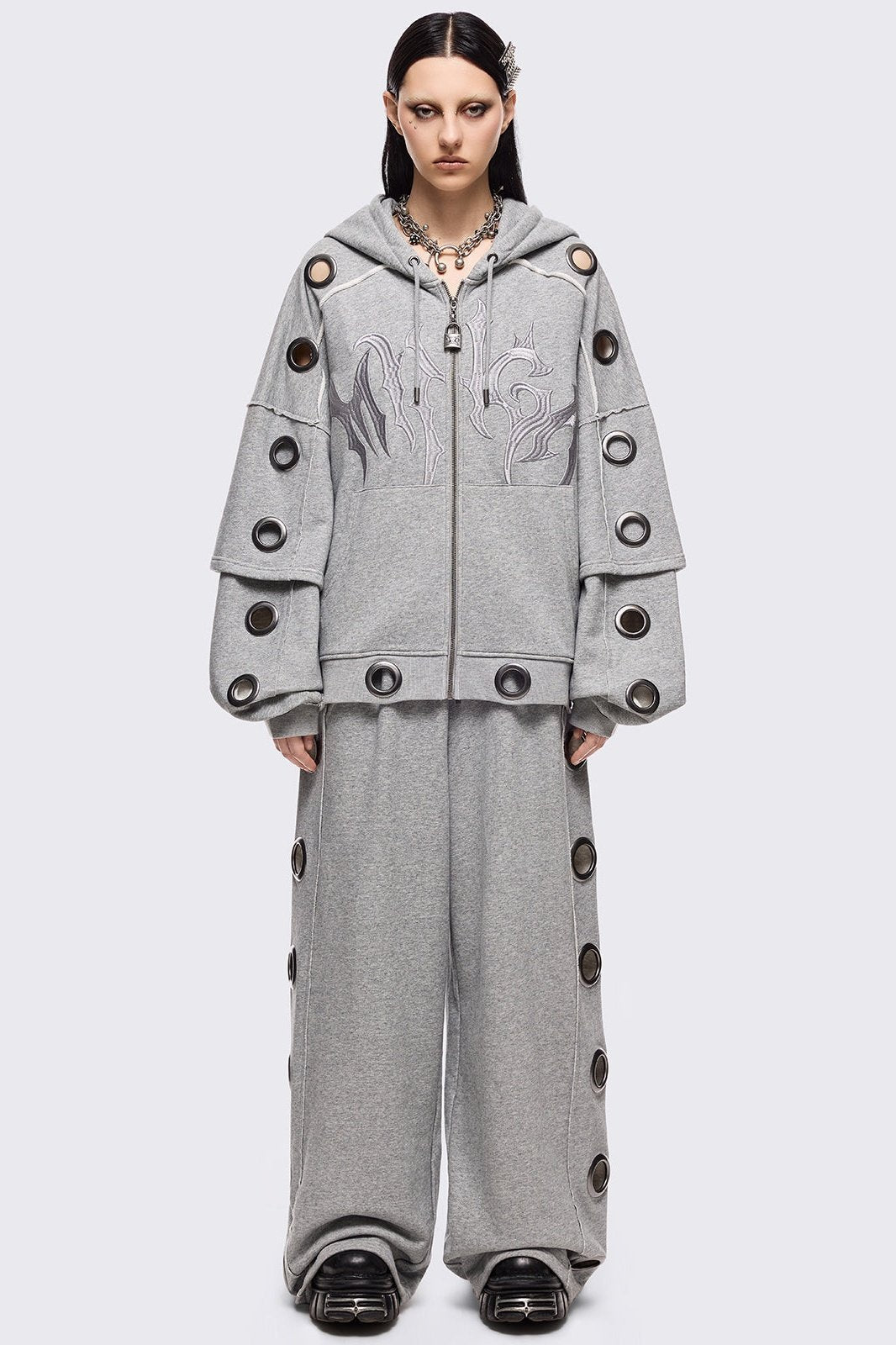 Hexa Grey Zip Up Hoodie | Minga London Signature