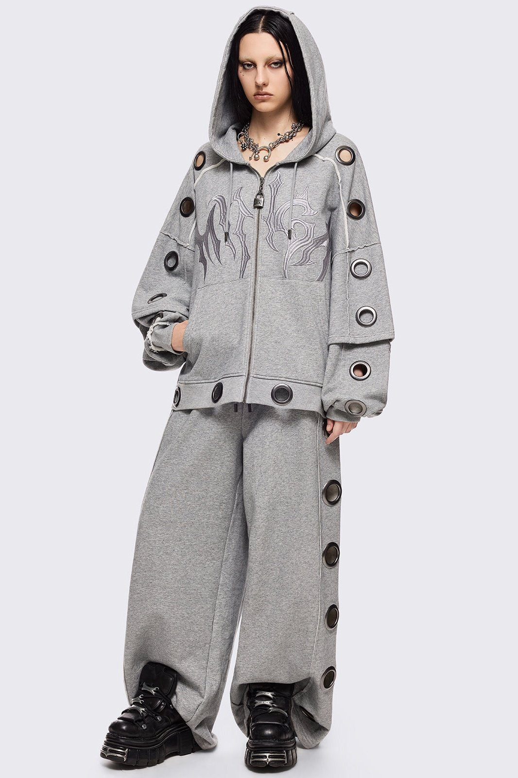 Hexa Grey Zip Up Hoodie | Minga London Signature