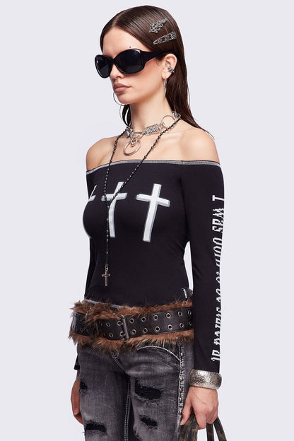 Look at Me Black Off-Shoulder Top | Minga London Exclusive