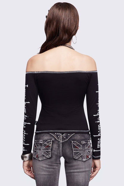 Look at Me Black Off-Shoulder Top | Minga London Exclusive