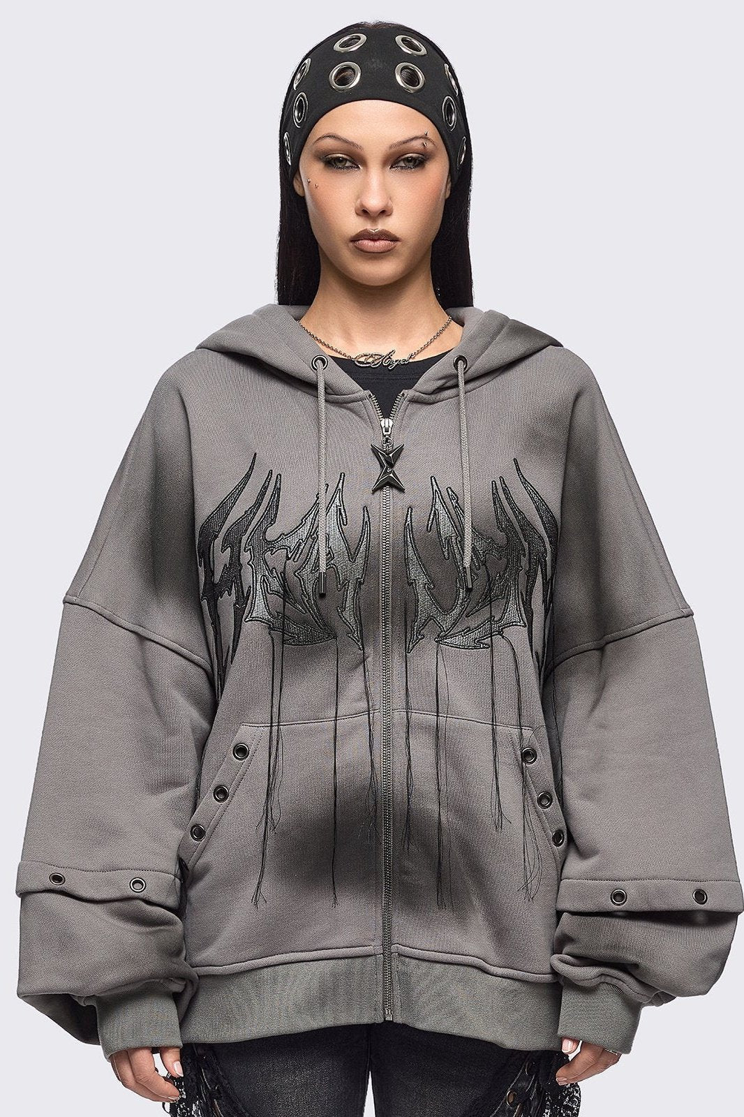 Heaven Grey Washed Zip Up Hoodie | Minga London Featured