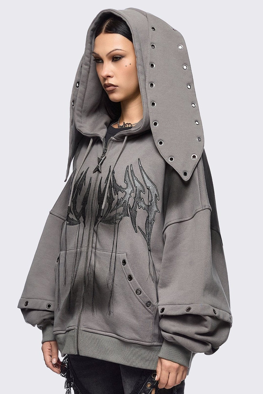 Heaven Grey Washed Zip Up Hoodie | Minga London Featured